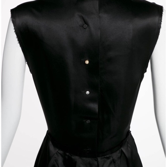 2005 Lanvin by Alber Elbaz Plunge Neck Black Satin Velvet Necklace Dress 38 - Picture 2 of 7
